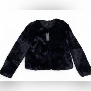 Romeo + Juliet Couture Black Faux Fur Jacket Women M Soft Glam
